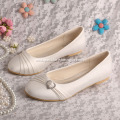Closed Toe Ivory Wedding Flats for Bride
